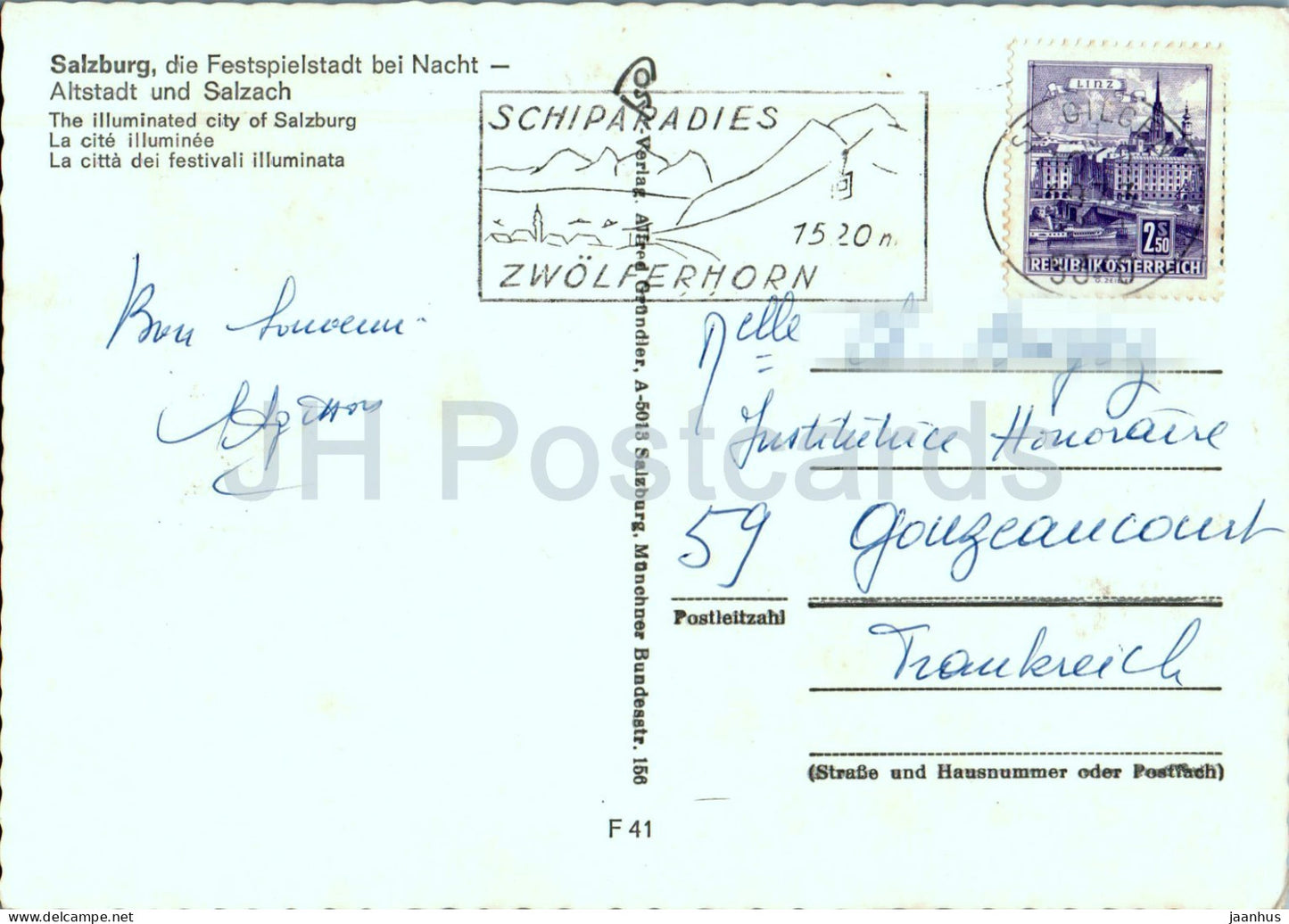 Salzbourg - Festspielstadt bei Nacht - Altstadt und Salzach - F 41 - 1973 - Autriche - d'occasion 