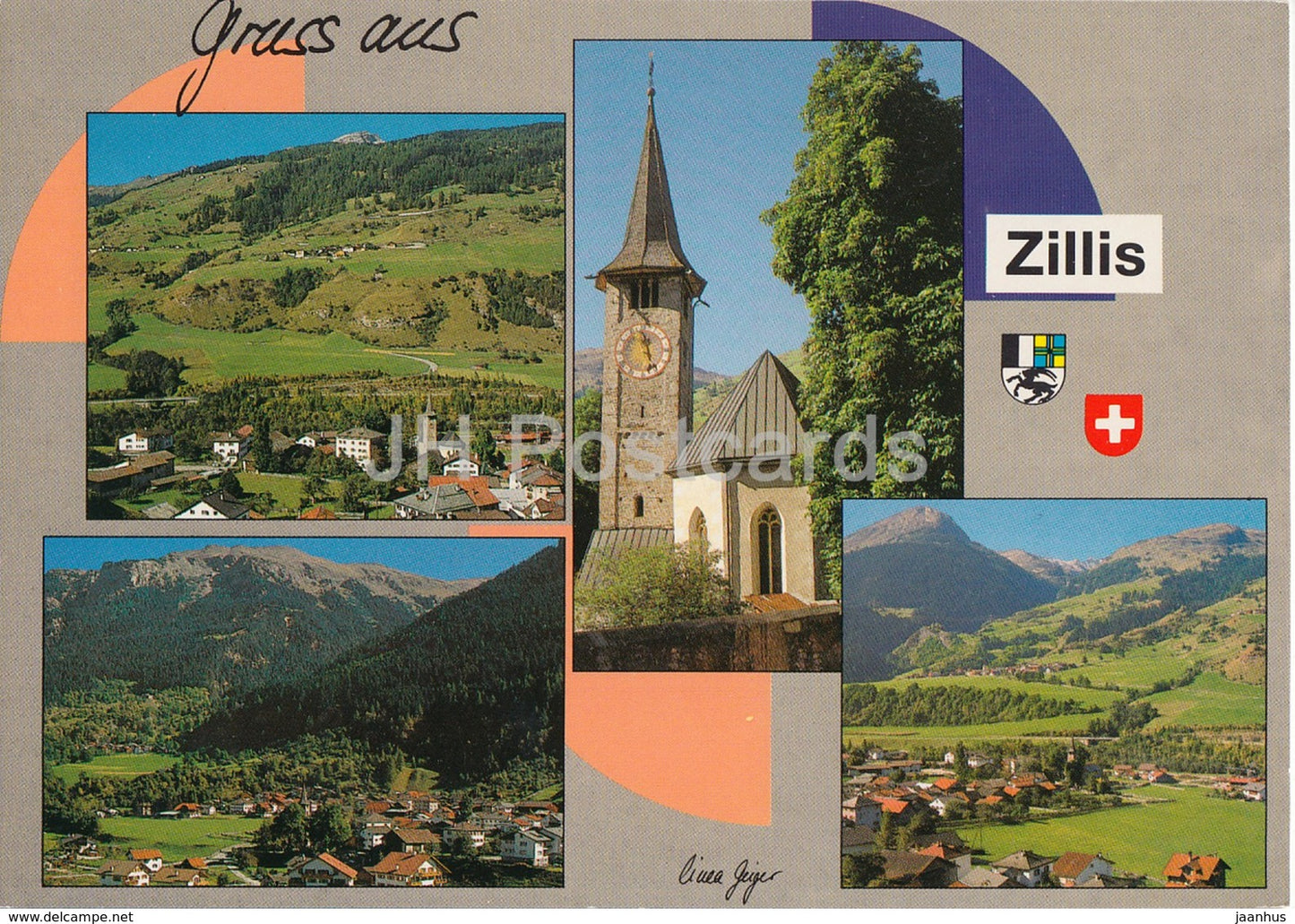 Gruss aus Zillis - Val Schons mit der Kirche St Martin - Switzerland - unused - JH Postcards