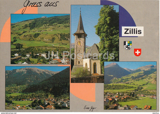 Gruss aus Zillis - Val Schons mit der Kirche St Martin - Switzerland - unused - JH Postcards
