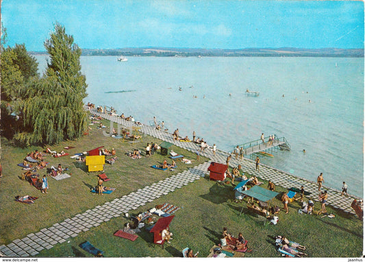 Greetings from the lake Balaton - beach - 1974 - Hungary - used - JH Postcards