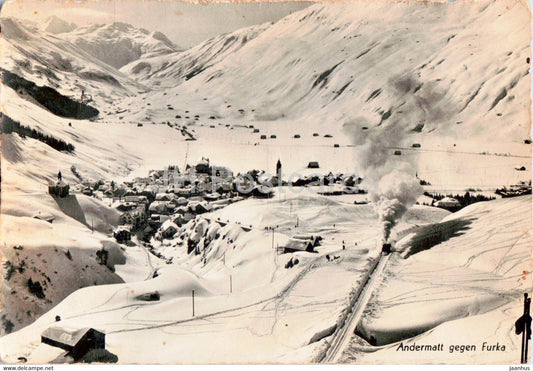 Andermatt gegen Furka - railway - train - 3130 - old postcard - Switzerland - used - JH Postcards