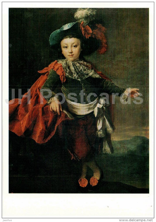 painting by D. Levitsky - portrait of Favst Makerovsky - Russian art - large format card - 1990 - Russia USSR - unused - JH Postcards