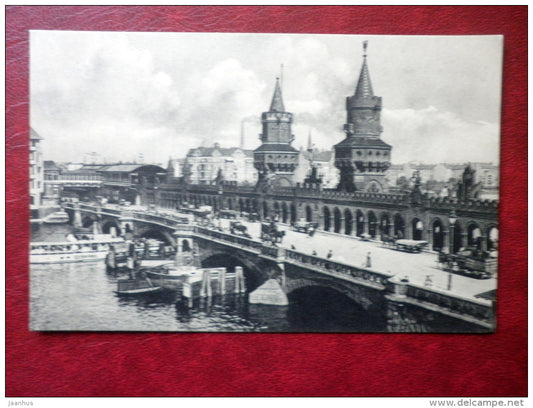 Oberbaumbrücke - bridge - horses - Berlin - old postcard - Germany - unused - JH Postcards