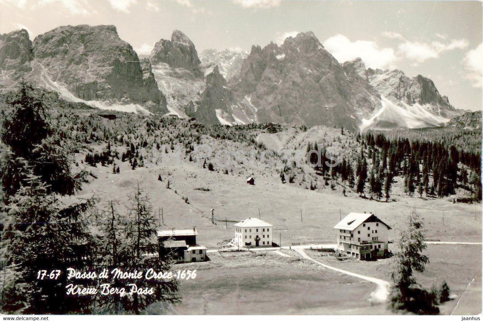 Passo di Monte Croce 1656 - Kreuz Berg Pass - old postcard - 1958 - Italy - used - JH Postcards