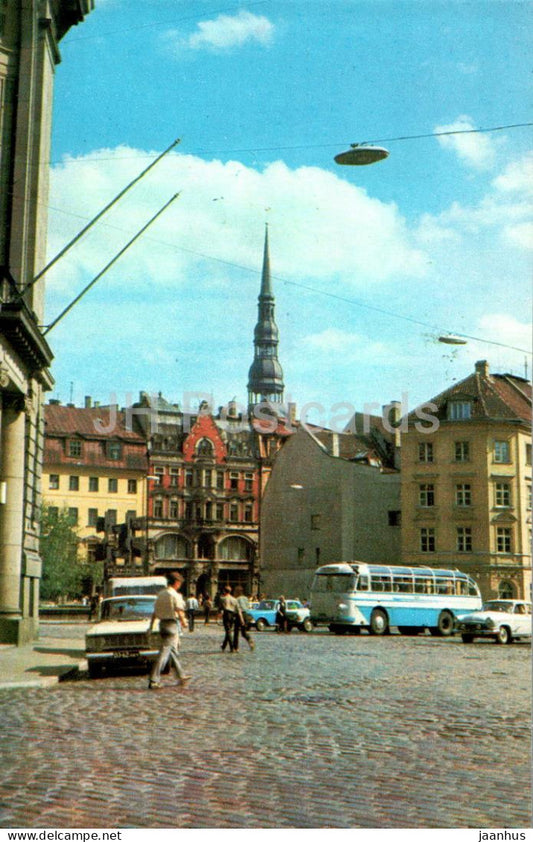 Riga - 17th of June Square - bus - 1 - 1977 - Latvia USSR - unused - JH Postcards