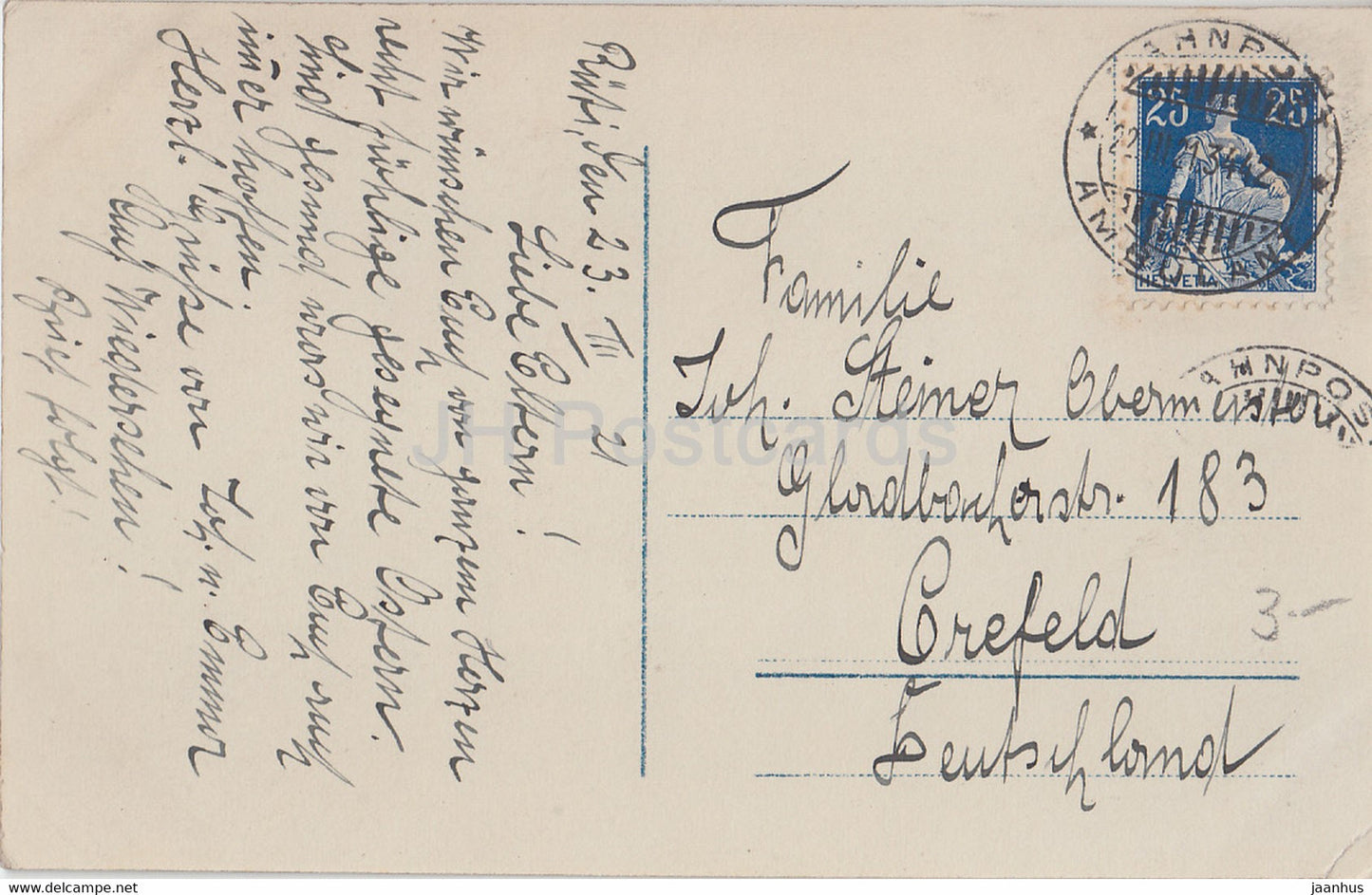 Easter Greeting Card - Herzlichen Ostergruss - boy - duck - eggs - PH 634-4 - old postcard - 1923 - Germany - used