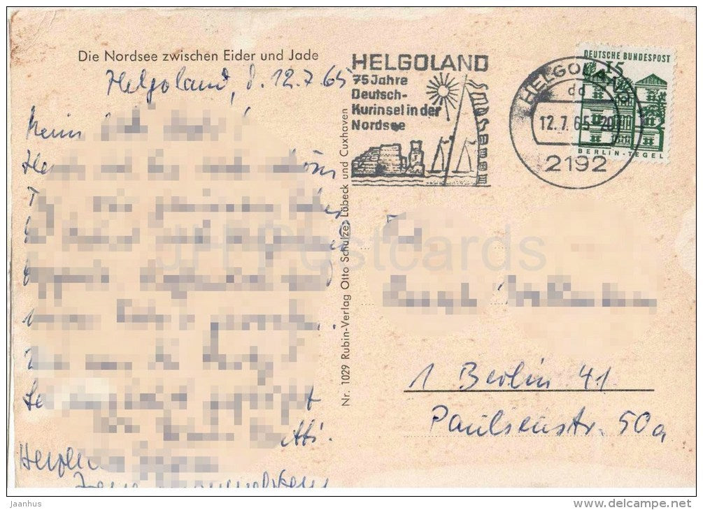 Die Nordsee zwischen Eiden und Jade - karte - map - Baltic Sea - Germany - 1965 gelaufen - JH Postcards