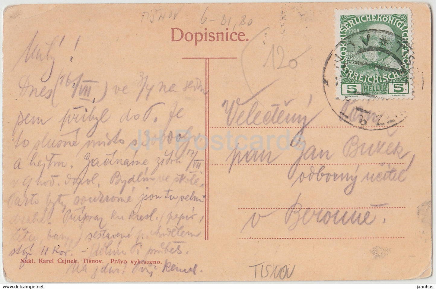 Sanatorium Dra Kuthana - Tisnov - alte Postkarte - Tschechien - gebraucht