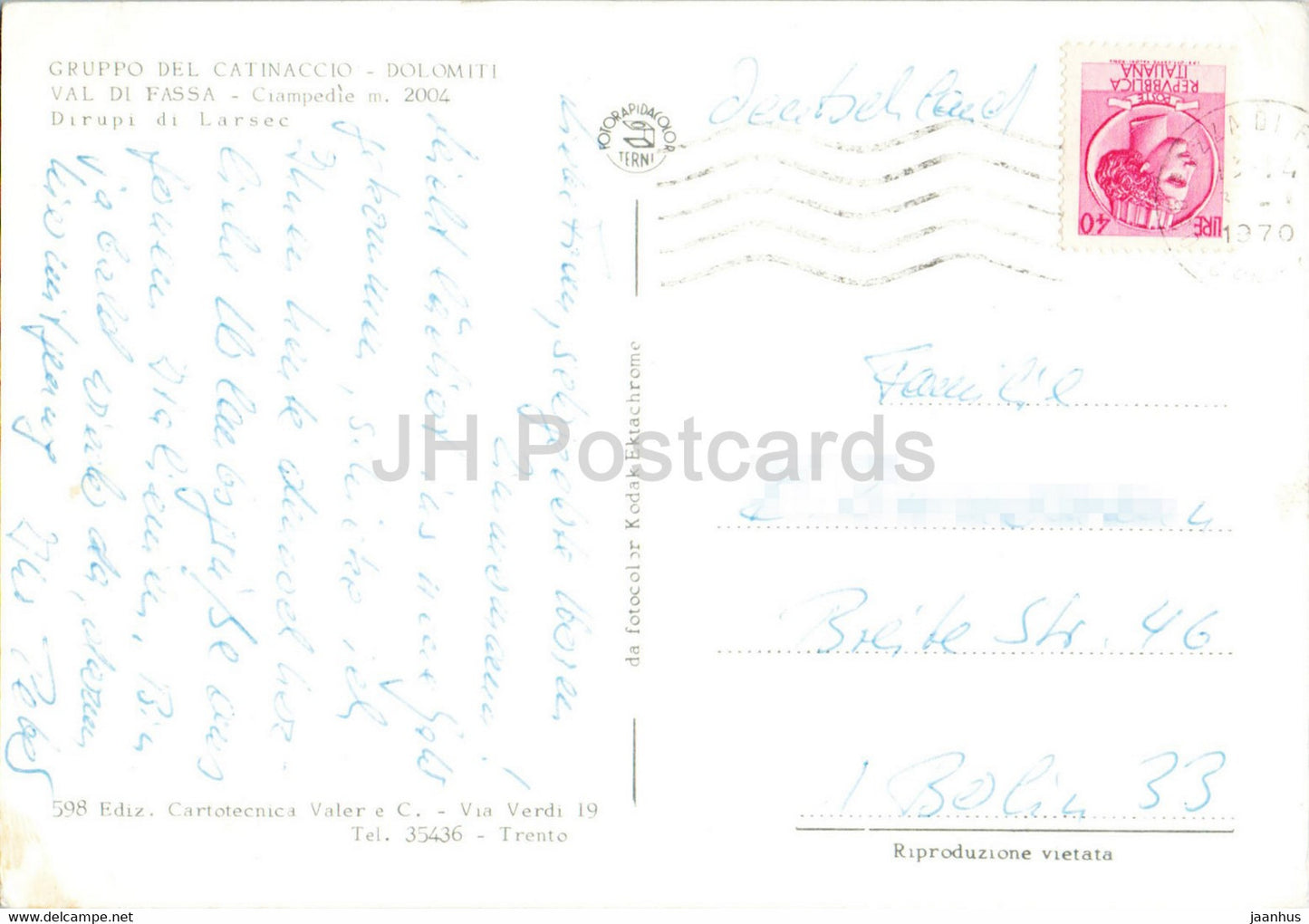 Gruppo del Catinaccio - Dolomiti - Val di Fassa - Ciampedie - Dirupi di Larsec - 1970 - Italy - used