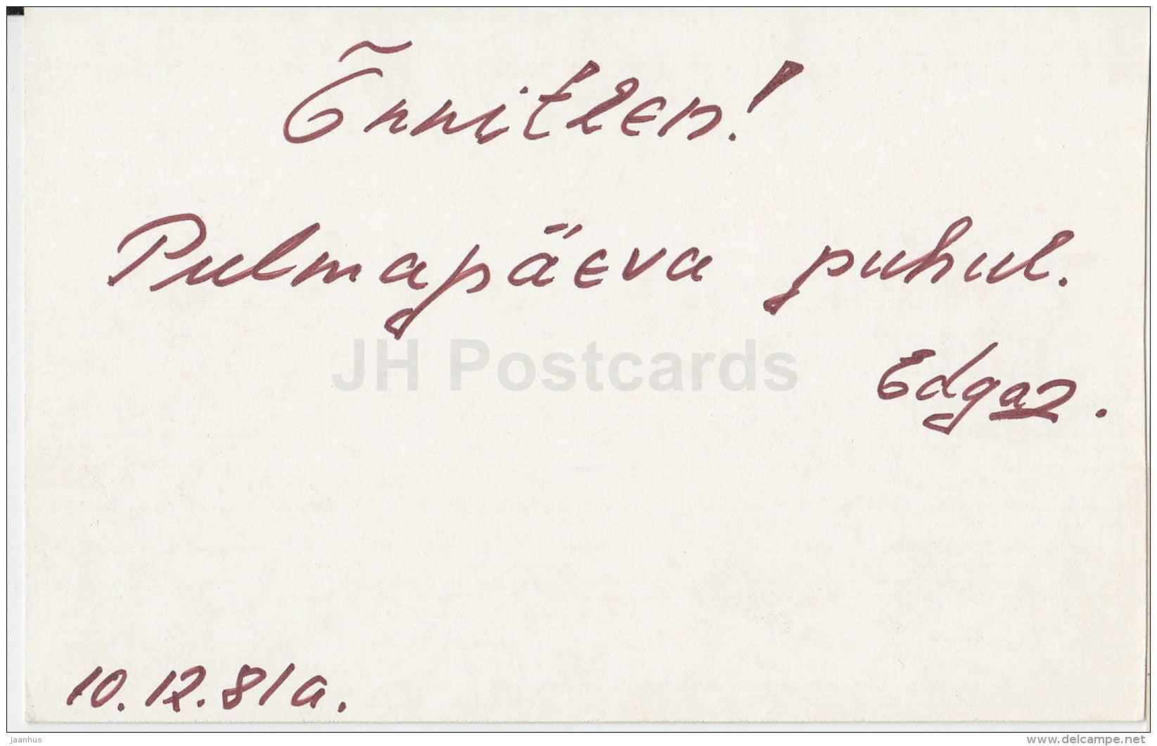 Red Peonies - flowers - Estonia USSR - used - JH Postcards