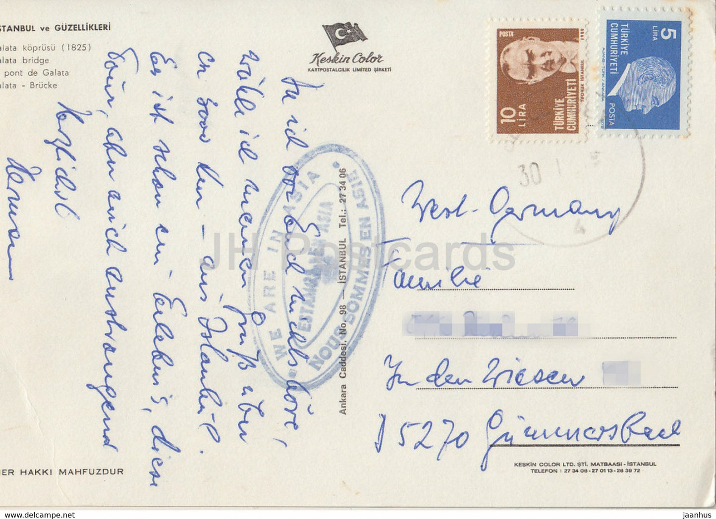 Istanbul - Galata Bridge - ship - cars - bus - 1987 - Turkey - used