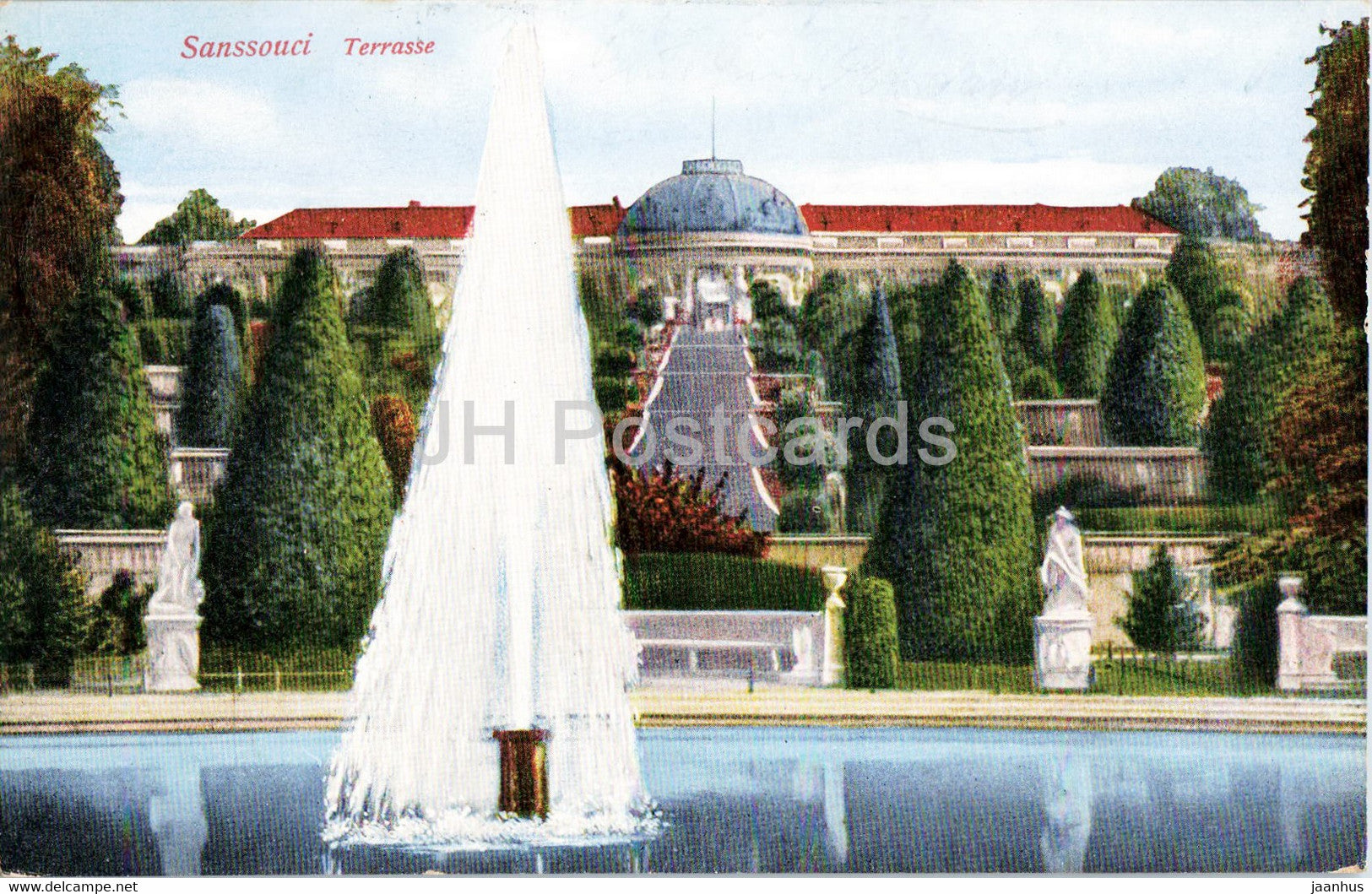 Sanssouci - Terrasse - castle - old postcard - 1930 - Germany - used - JH Postcards