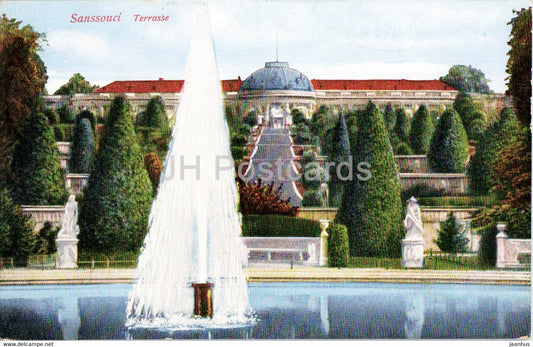 Sanssouci - Terrasse - castle - old postcard - 1930 - Germany - used - JH Postcards