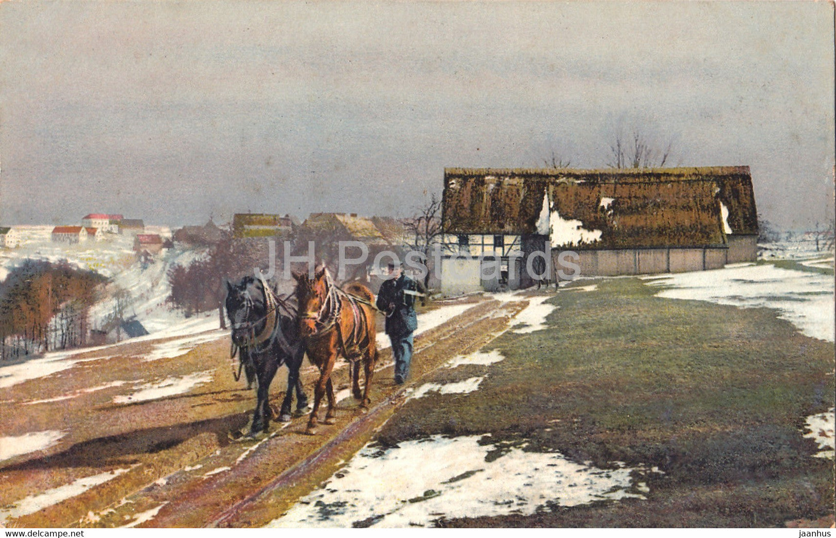 horse - farm - Photochromie 2412 - Serie 119 - old postcard -  Germany - unused - JH Postcards