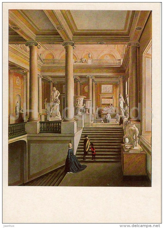 painting by I. Ivanov - Stairs of the Russian Academy of Arts , 1830s - Russian art - Russia USSR - 1983 - unused - JH Postcards