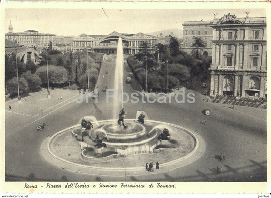 Roma - Rome - Piazza dell'Esedra e Stazione Ferroviaria di Termini - old postcard - 1939 - Italy - used - JH Postcards