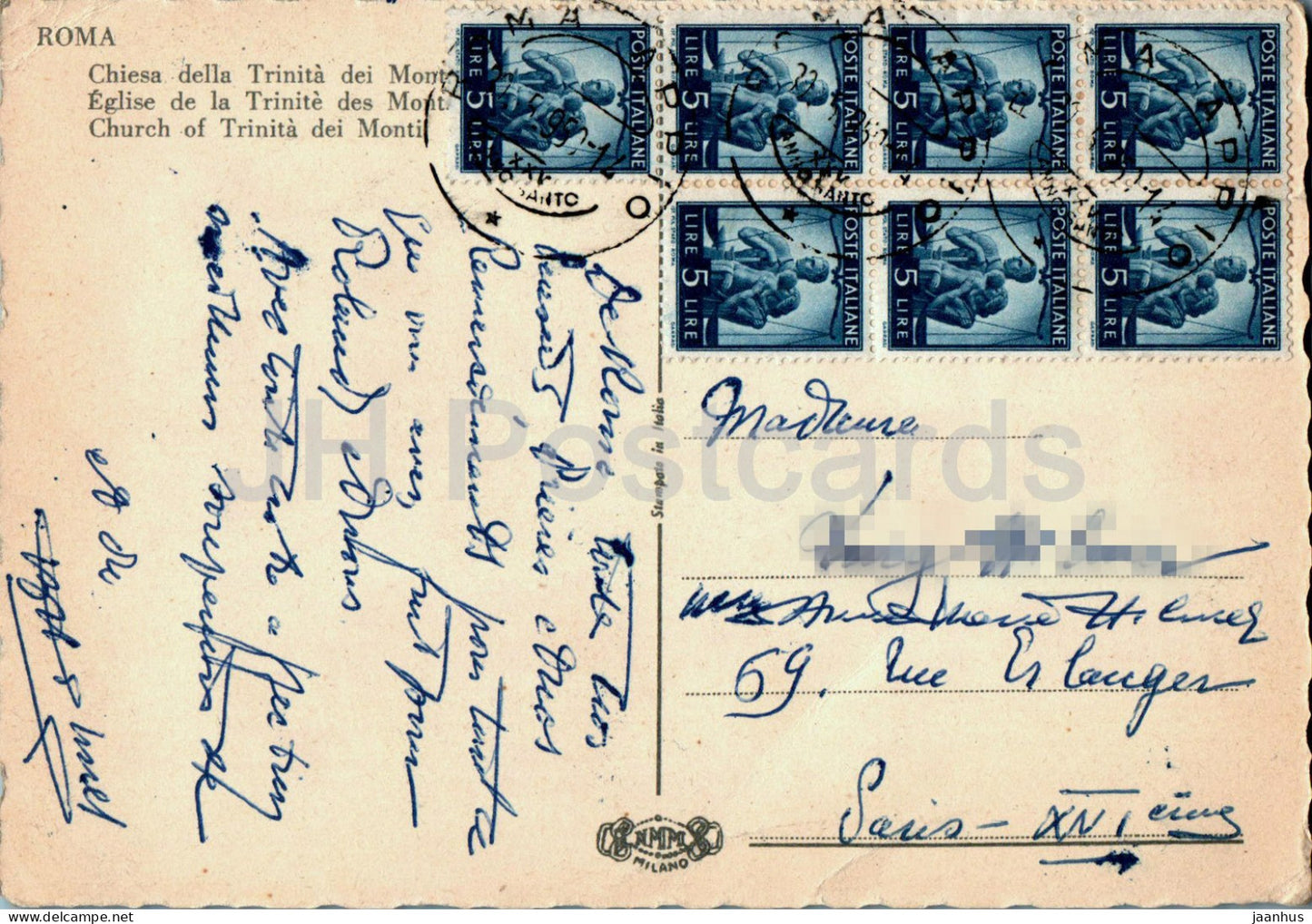 Roma - Rome - Chiesa della Trinita dei Monti - Church of Trinita dei Monti - old postcard - 1950 - Italy - used