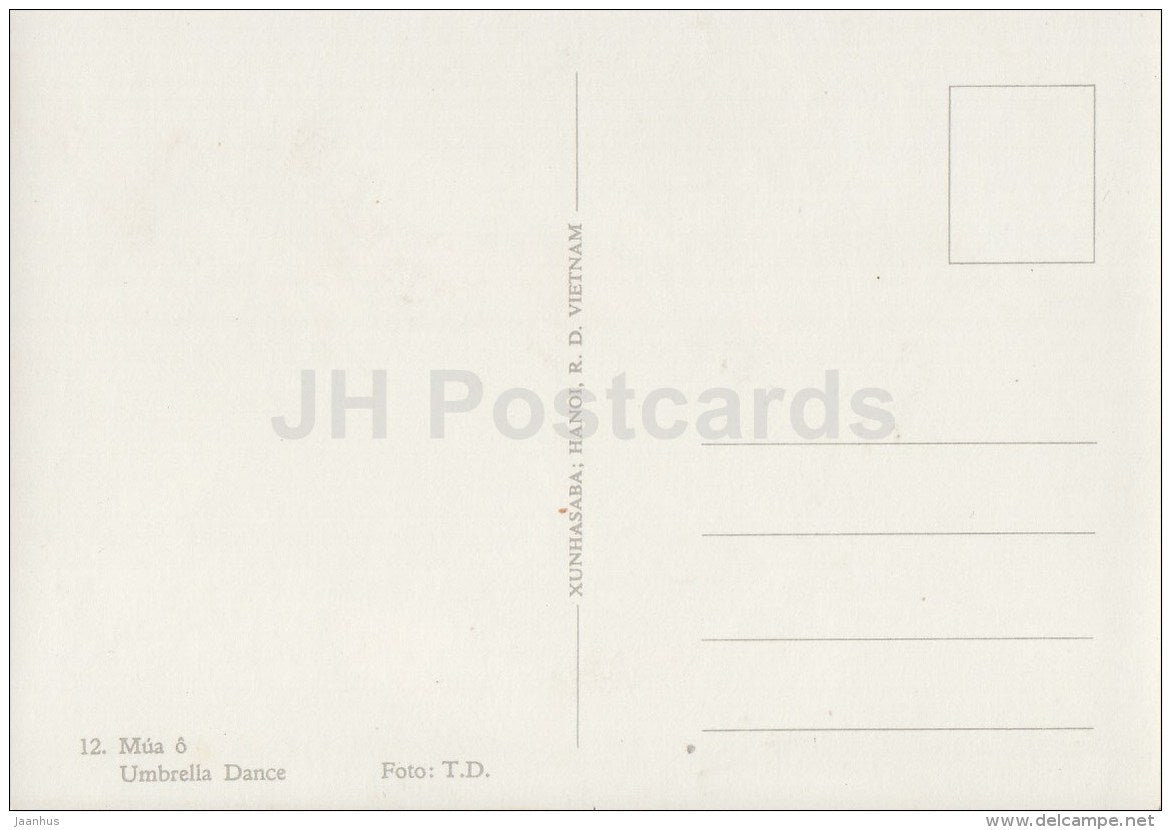 Umbrella Dance - women - Hanoi - old postcard - Vietnam - unused - JH Postcards