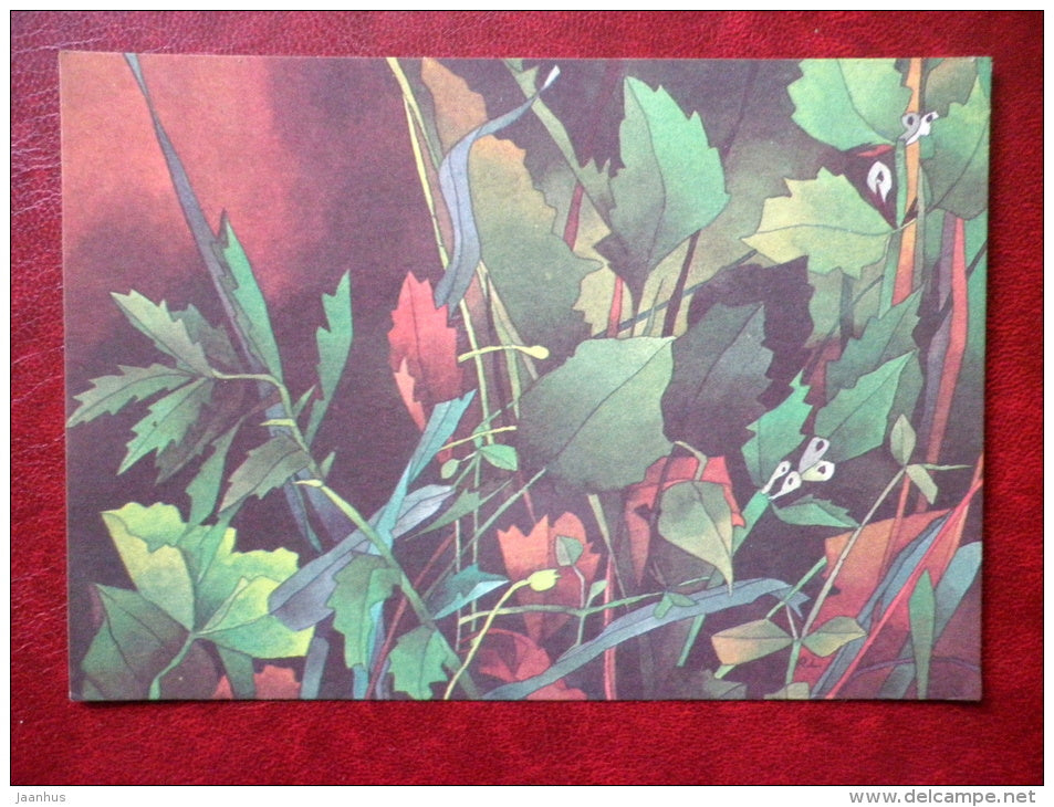 Greeting Card - by R. Lukk -plants - 1985 - Estonia USSR - used - JH Postcards