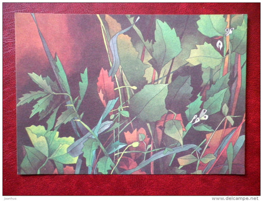 Greeting Card - by R. Lukk -plants - 1985 - Estonia USSR - used - JH Postcards