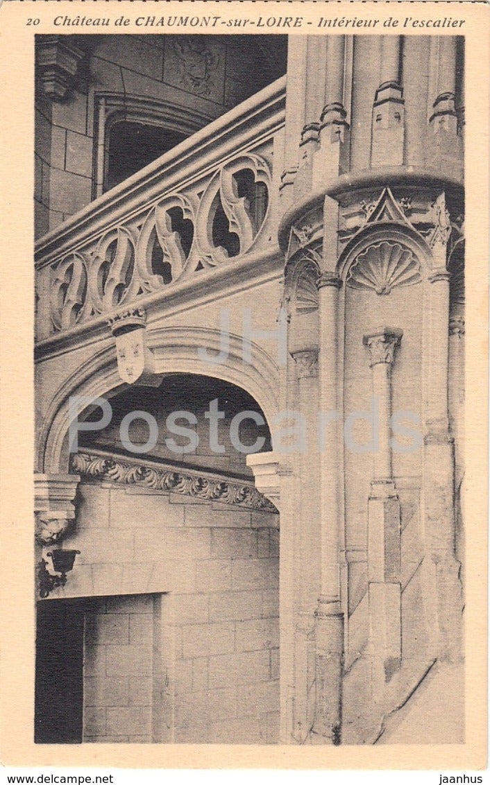 Chateau de Chaumont Sur Loire - Interieur  de l'escalier - castle - 20 - old postcard - France - unused