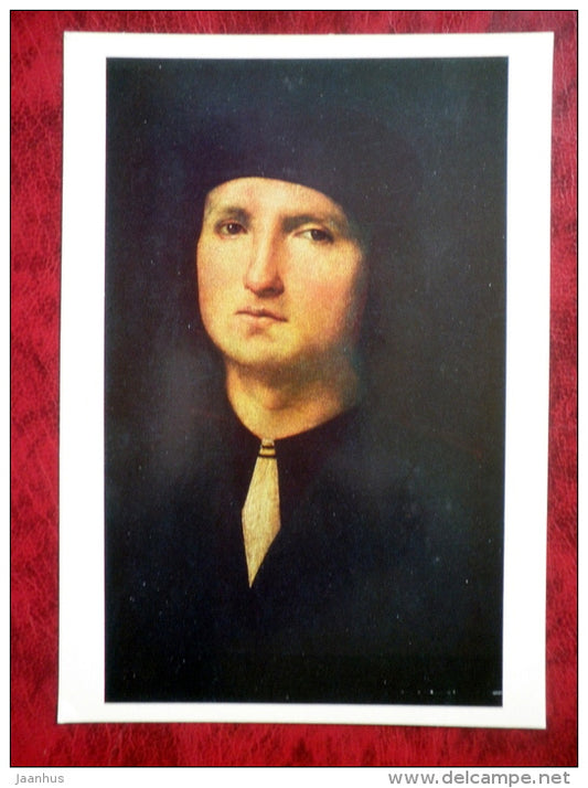 Painting by Perugino ( Pietro di Vannucci ) - Portrait of a Young Man . between 1495 and 1500 - italian art - unused - JH Postcards