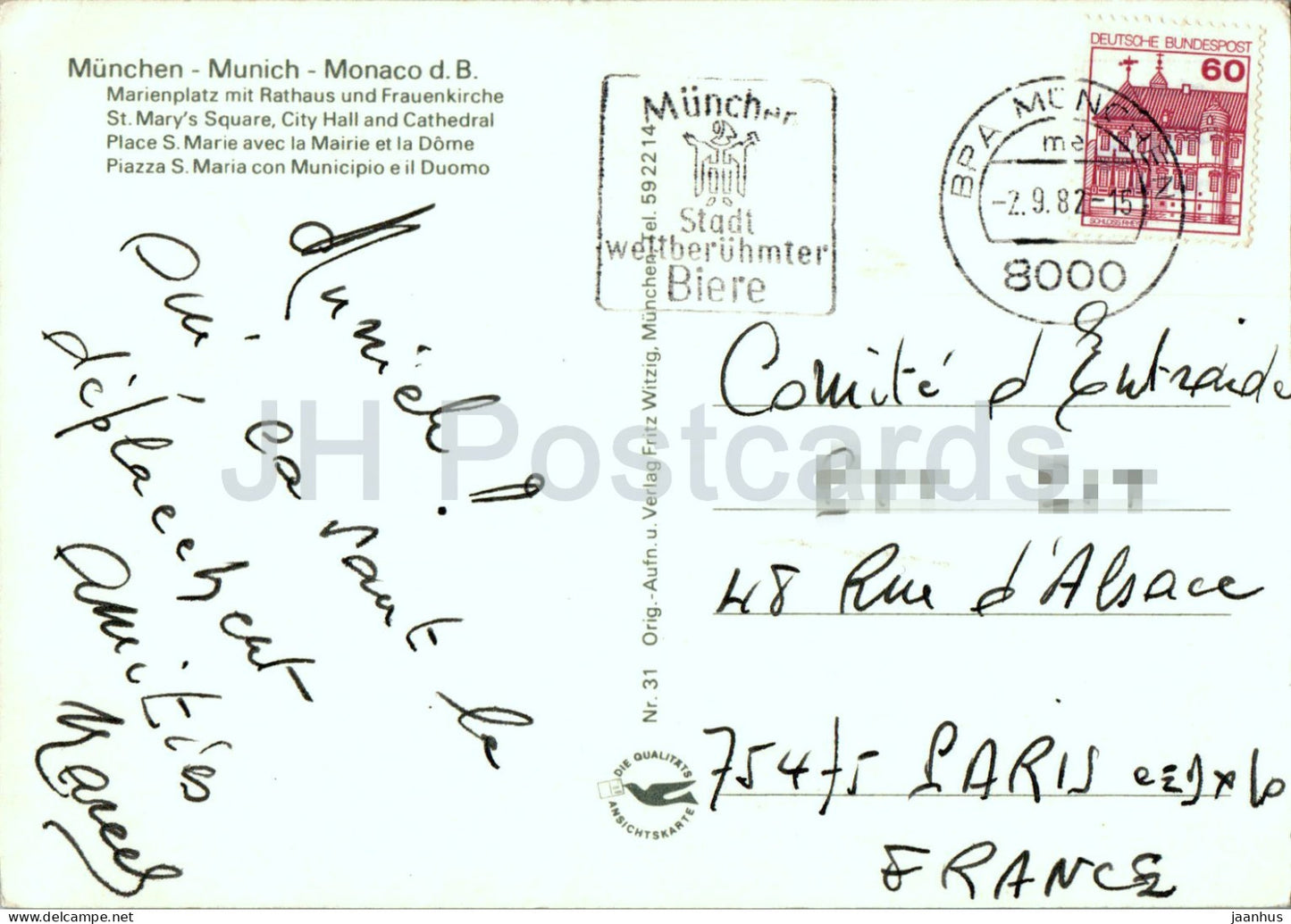 München - Marienplatz mit Rathaus und Frauenkirche - 31 - 1982 - Deutschland - gebraucht 