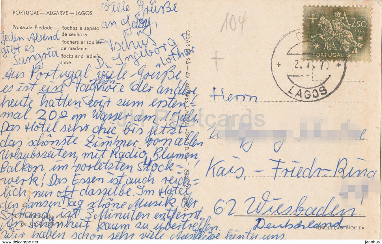 Algarve – Ponta da Piedade – Rochas e sapato de senhora – Felsen und Damenschuh – 1970 – Portugal – gebraucht
