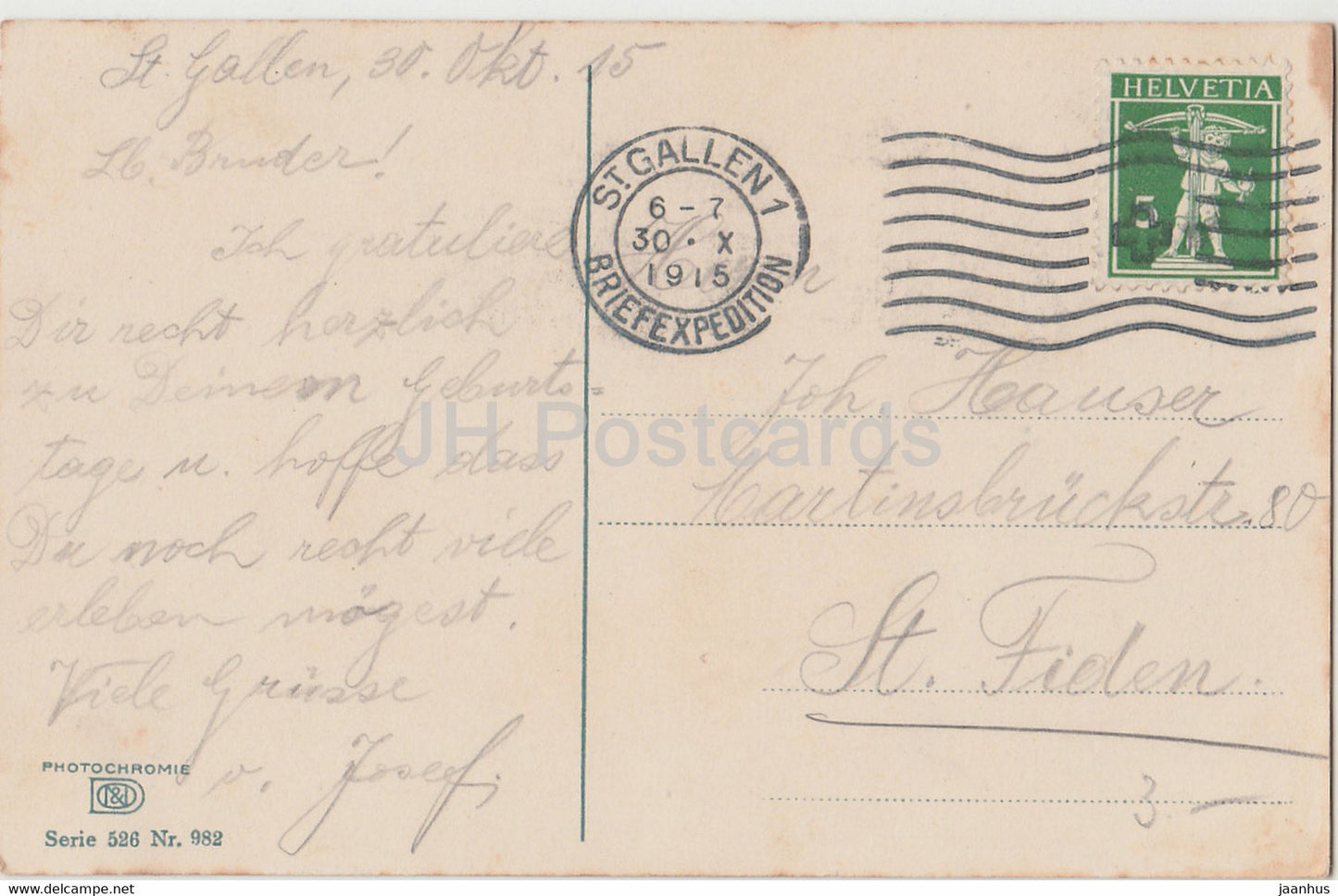 Muguet - fleurs - Photochromie Serie 526 Nr 982 - carte postale ancienne - 1915 - Allemagne - occasion