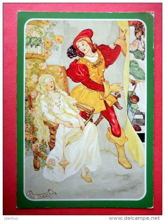 illustration by Aina Stenberg - Sleeping Beauty - EUROPA CEPT -  Sweden - sent from Finland to Estonia USSR 1981 - JH Postcards