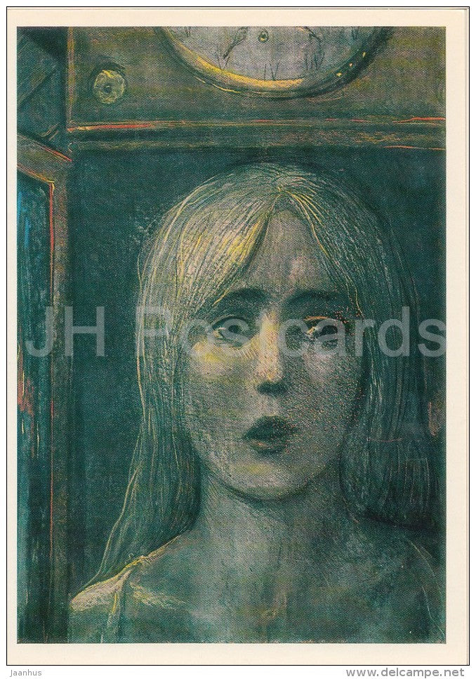 illustration by I. Glazunov - The Toupee Artist by N. Leskov - young woman - Russia USSR - 1985 - unused - JH Postcards