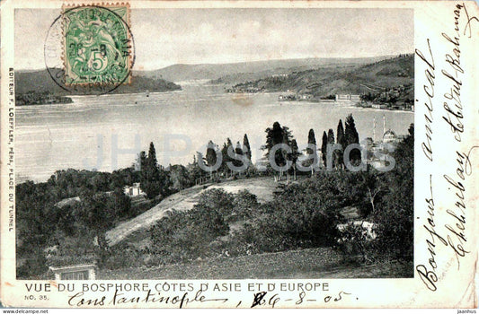 Vue du Bosphore Cotes d'Asie et d'Europe - Bosphorus Coasts of Asia and Europe 35 - old postcard - 1905 - Turkey - used - JH Postcards