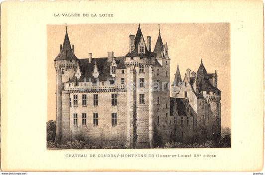 Vallee de la Loire - Chateau de Coudray Montpensier - castle - old postcard - France - unused - JH Postcards