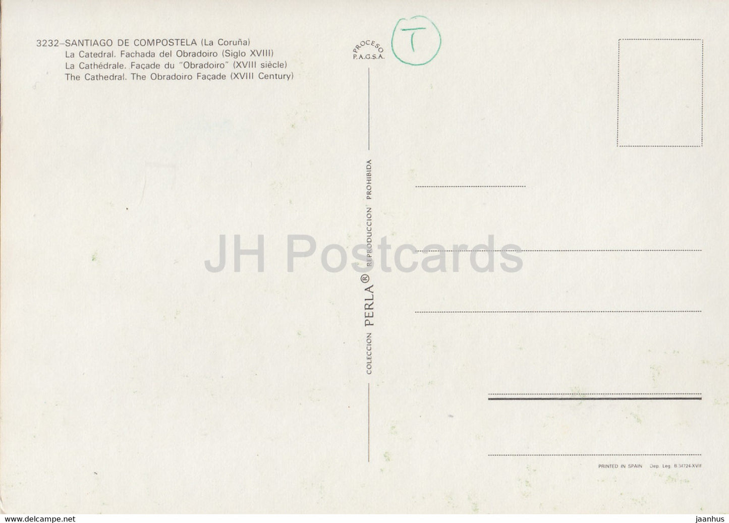 Santiago de Compostela - La Catedral - Fachada del Obradoiro - Cathedral - The Obradoiro Facade - 3232 - Spain - unused