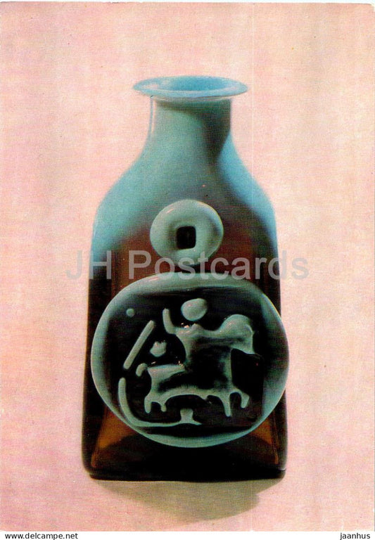 carafe St George by Shevchenko - zinc sulphide glass - Soviet arts and crafts - 1973 - Russia USSR - unused - JH Postcards