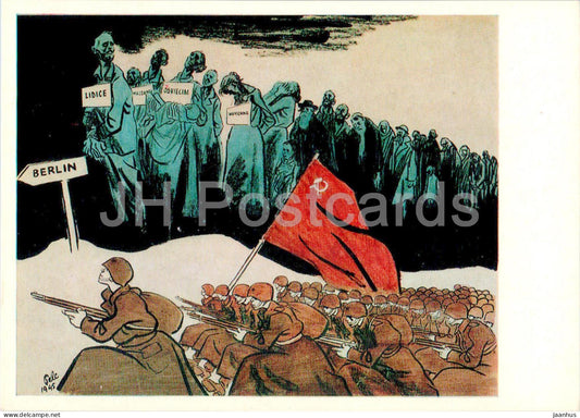 painting by Antonin Pelc - March to Berlin - military - Czech art - 1977 - Russia USSR - unused - JH Postcards