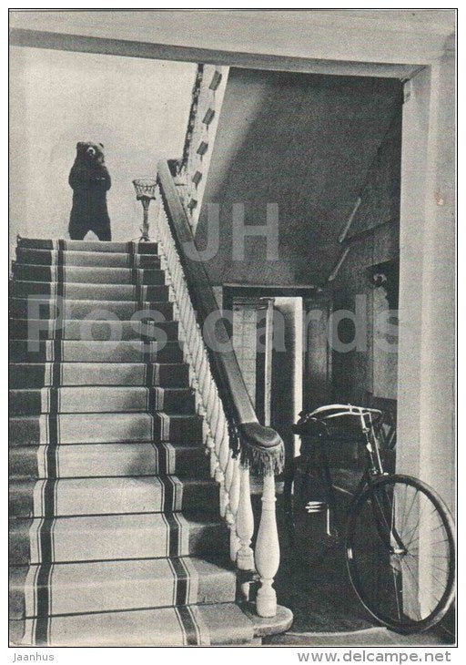 principal staircase - Tolstoy´s bicycle - bear - Leo Tolstoy House Museum in Moscow - 1958 - Russia USSR - unused - JH Postcards