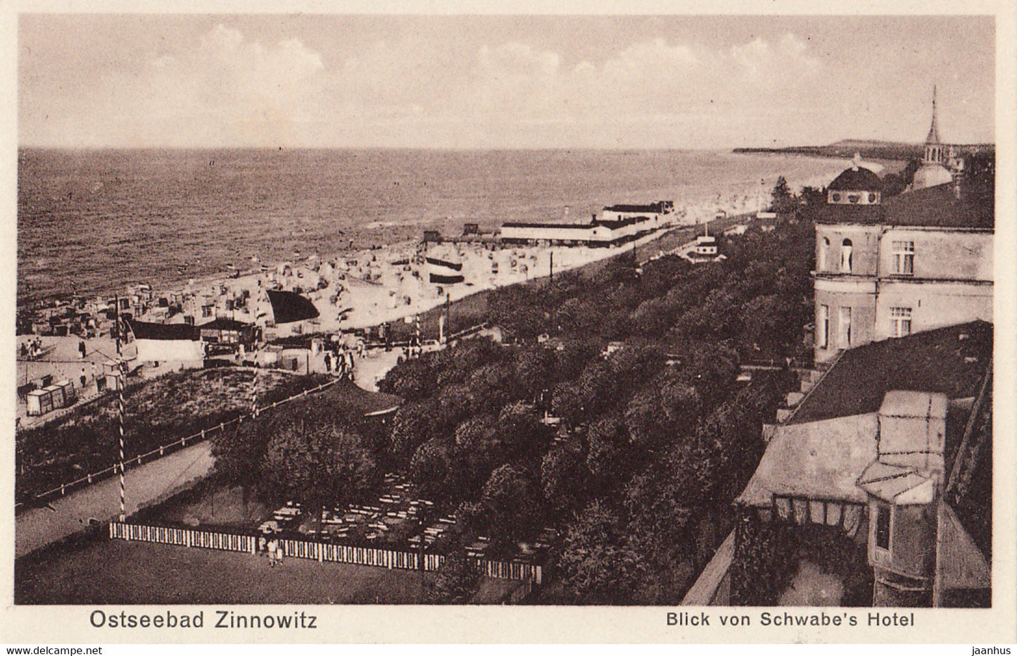 Ostseebad Zinnowitz - Blick von Schwabe's hotel - beach - old postcard - 39517 - Germany - unused - JH Postcards