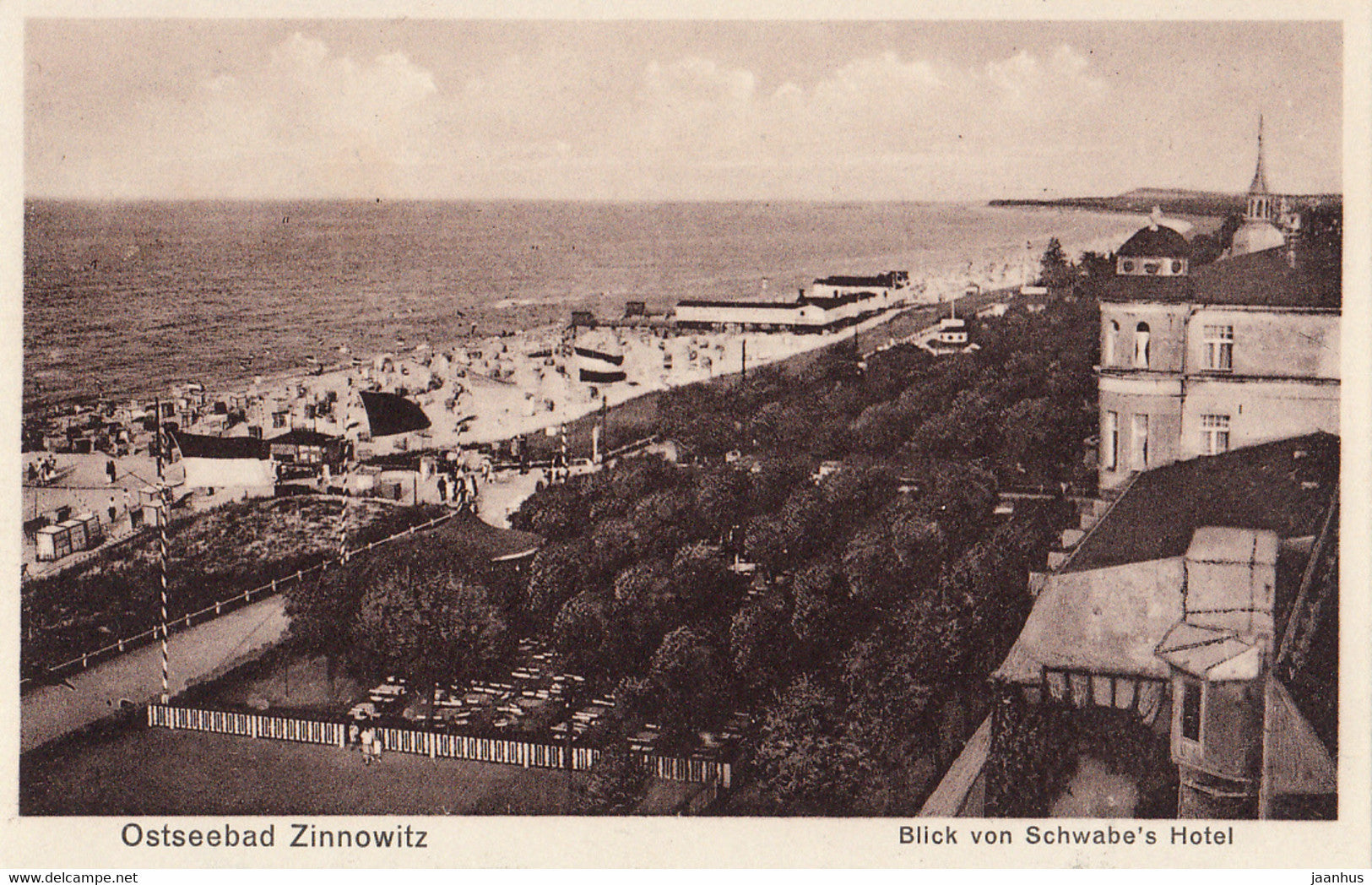 Ostseebad Zinnowitz - Blick von Schwabe's hotel - beach - old postcard - 39517 - Germany - unused - JH Postcards