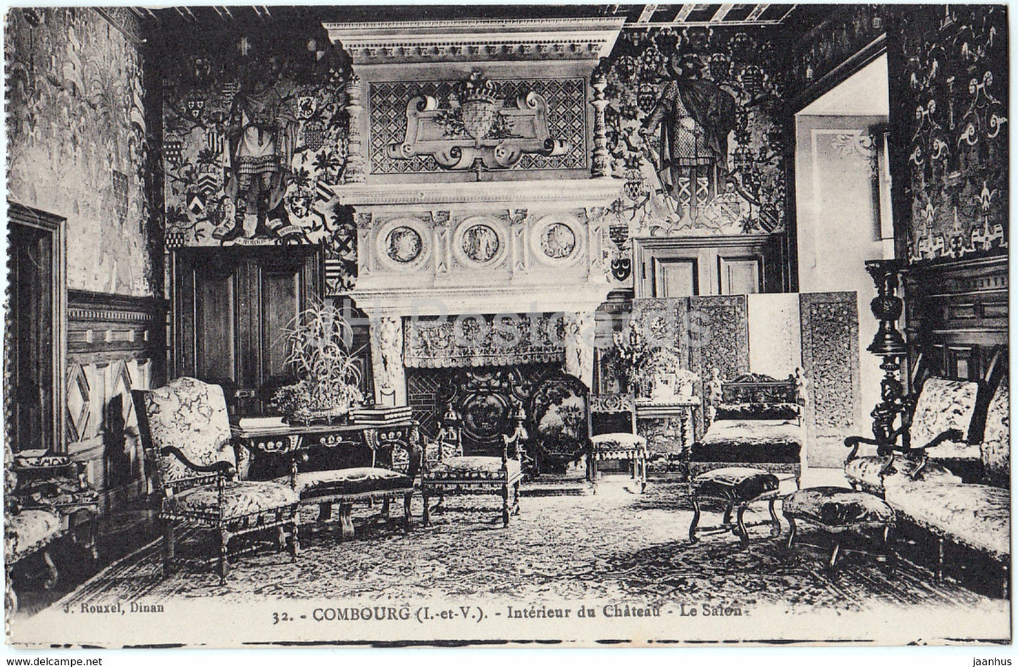 Combourg - Interieur du Chateau - Le Salon - 32 - old postcard - France - unused - JH Postcards