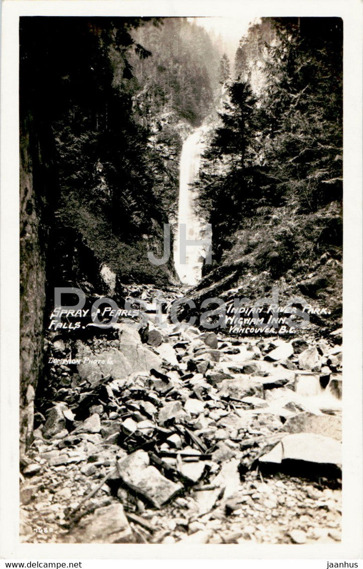 Spray of Pearls Falls - Indian River Park - Wigwam Inn - Vancouver B C - old postcard - Canada - unused - JH Postcards
