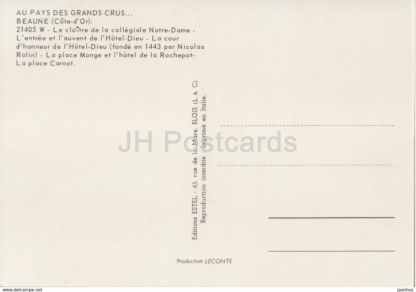 Beaune - Le Cloitre - La Place Carnot - wine - France - unused