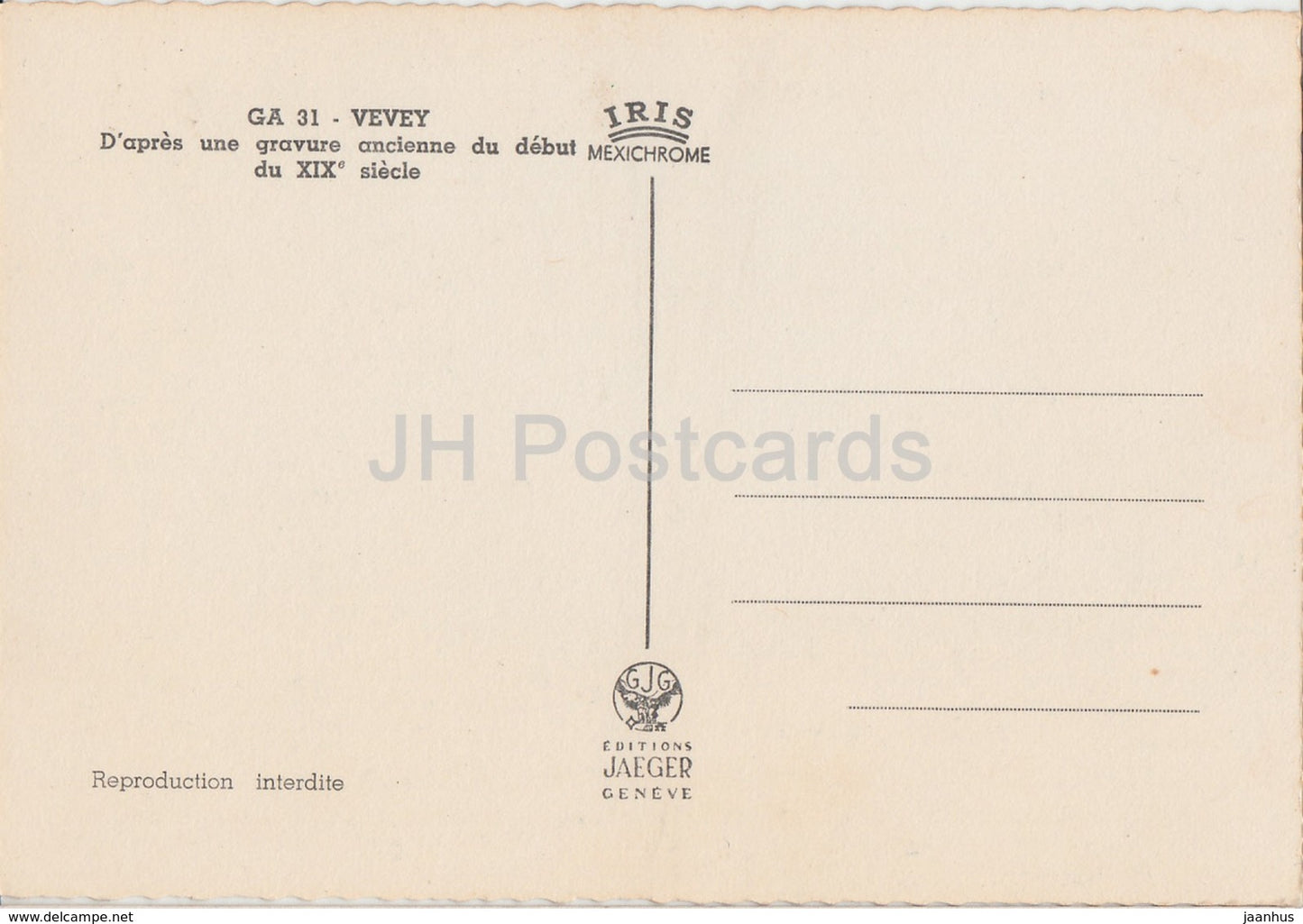 Ga 31 - Vevey - D'apres une gravure ancienne du debut du XIX siecle - engraving - art - Switzerland - unused