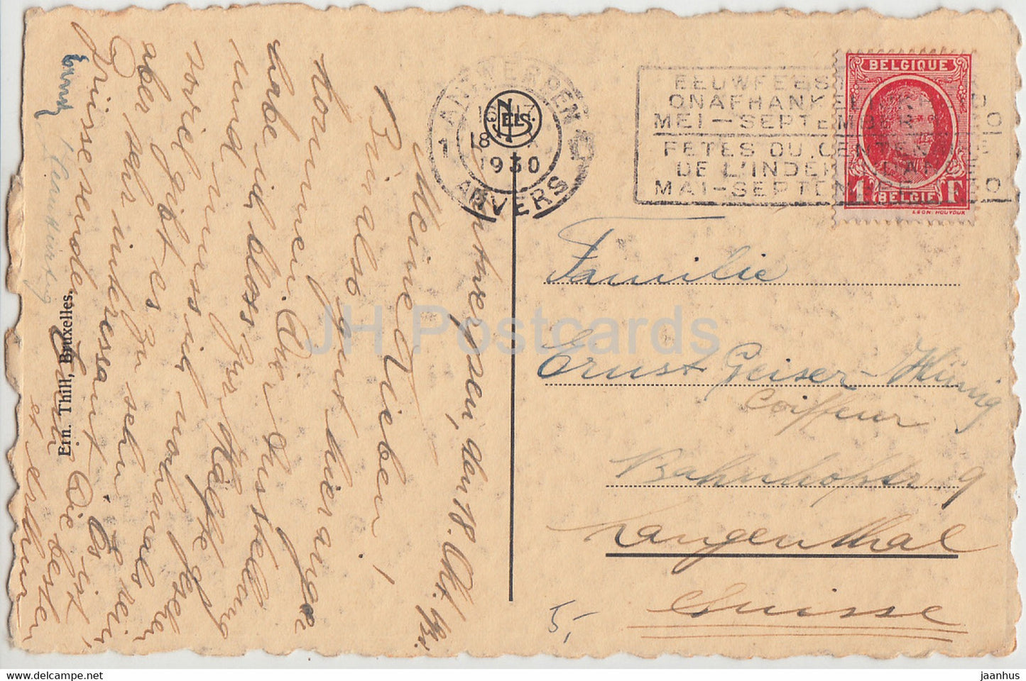 Anvers - Antwerpen - Grand Place et Monument Brabo - alte Postkarte - 1930 - Belgien - gebraucht