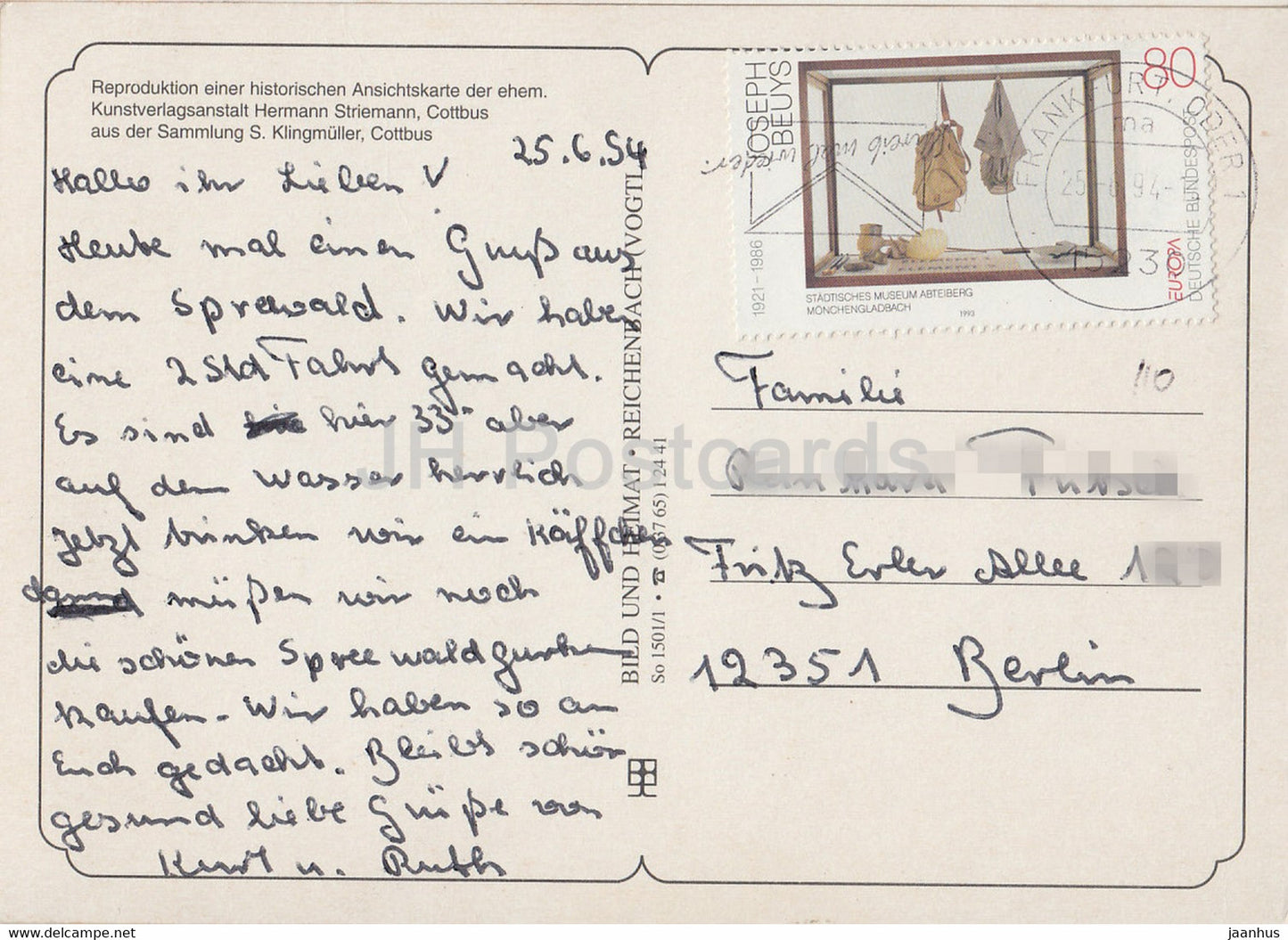 Alte Postkarte REPRODUKTION - Frauen im Boot - Volkstrachten - 1994 - Deutschland - gebraucht