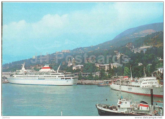 passenger ship - port - Yalta - Crimea - Krym - postal stationery - 1978 - Ukraine USSR - unused - JH Postcards