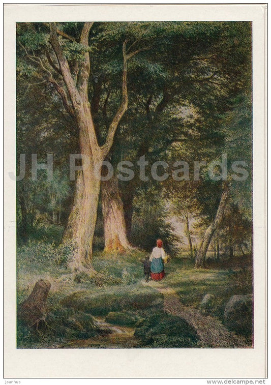 painting by I. Shishkin - Woman and Boy in the Forest , 1868 - Russian art - 1958 - Russia USSR - unused - JH Postcards