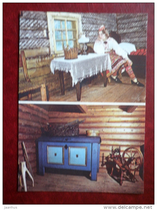 Barn for clothes in a poor peasant`s barn , Muhu - The Estonian State Open-Air Museum - 1984 - Estonia USSR - unused - JH Postcards