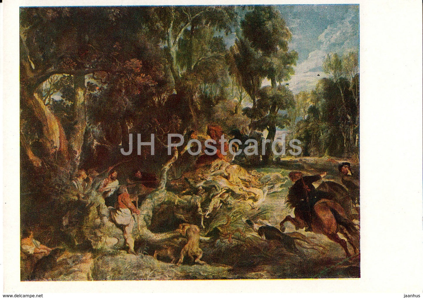 painting by Peter Paul Rubens - Boar hunting - Flemish art - 1961 - Russia USSR - unused - JH Postcards