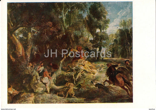painting by Peter Paul Rubens - Boar hunting - Flemish art - 1961 - Russia USSR - unused - JH Postcards